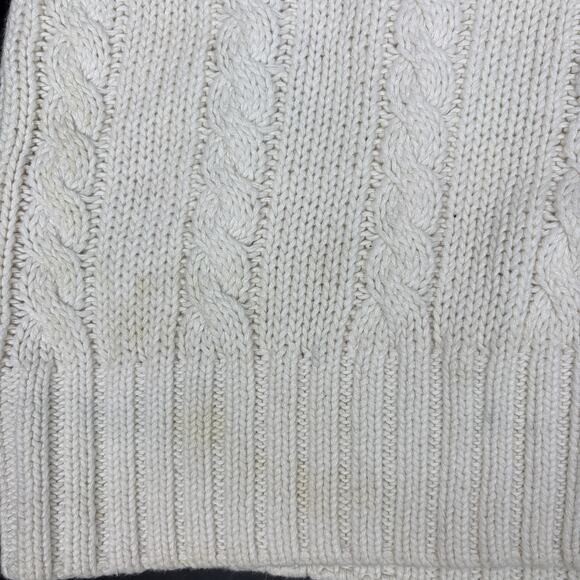 Y2K Cable Knit Sweater - Heavy Preppy V Neck - Dark Academia - Size L - Picture 5 of 8